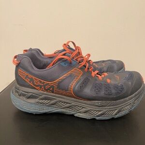 Hoka Charcoal and Tangerine Athletic Shoes
